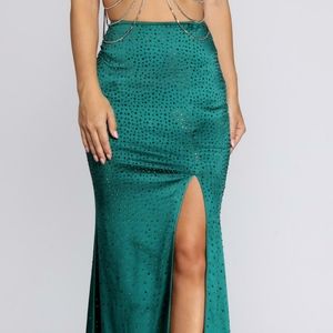 High-waisted rhinestone mermaid skirt